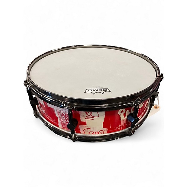 Used Brooklyn Tagz 4X14 SNARE DRUM RED & WHITE Drum