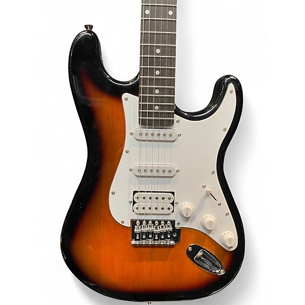 Used Donner Standard Series Strat Style 3 Tone Sunburst Solid Body Electric Guitar