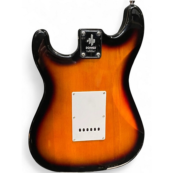 Used Donner Standard Series Strat Style 3 Tone Sunburst Solid Body Electric Guitar
