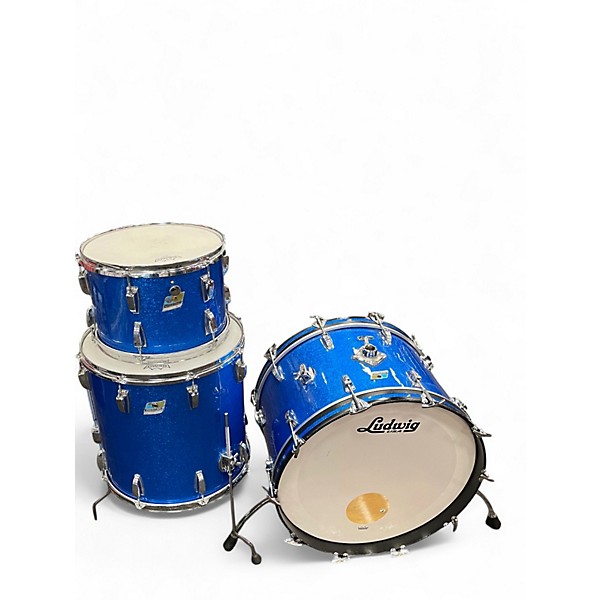 Vintage 1970s Ludwig 3 Piece Super Classic BLUE SPARKLE Drum Kit