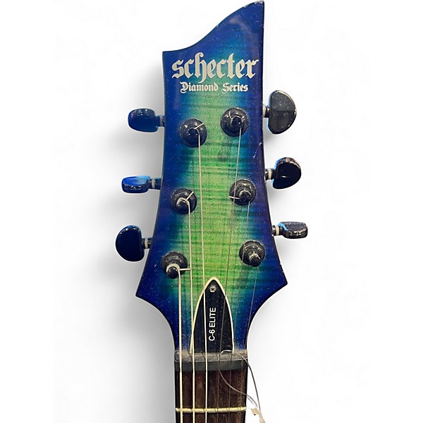 Used Schecter Guitar Research C-6 elite Green Solid Body Electric Guitar