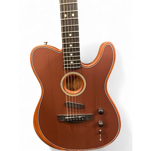 Used Fender American Acoustasonic Telecaster Brown Acoustic Electric Guitar