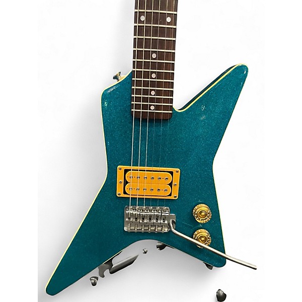 Used Cortez Jr V Style Guitar Blue Sparkle Solid Body Electric Guitar