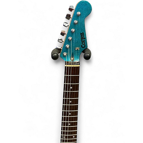 Used Cortez Jr V Style Guitar Blue Sparkle Solid Body Electric Guitar