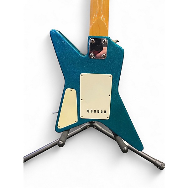 Used Cortez Jr V Style Guitar Blue Sparkle Solid Body Electric Guitar