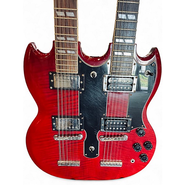 Used Epiphone G1275 Double Neck CHERRY RED Solid Body Electric Guitar