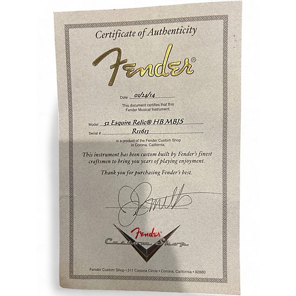 Used 2014 Fender custom shop 52 hs esquire aged white Solid Body Electric Guitar