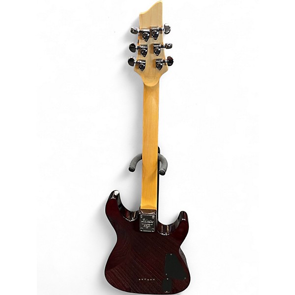 Used Schecter Guitar Research Damien Elite 6 Left Handed Crimson Red Trans Electric Guitar