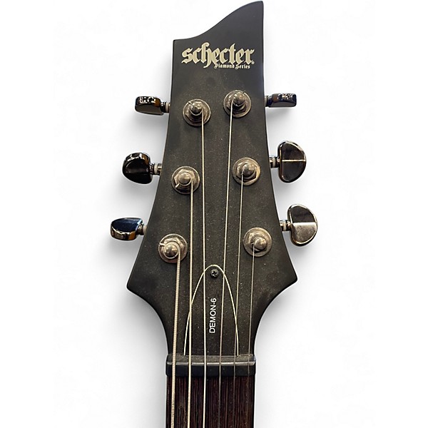 Used Schecter Guitar Research Demon 6 Black and Yellow Solid Body Electric Guitar