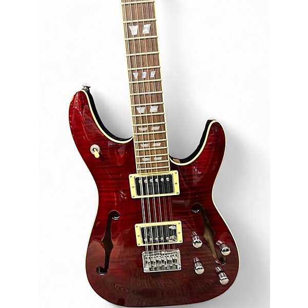 Used Schecter Guitar Research CSH12 Trans Red Hollow Body Electric Guitar