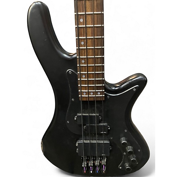 Used Schecter Guitar Research Stiletto Stealth-4 Satin Black Electric Bass Guitar