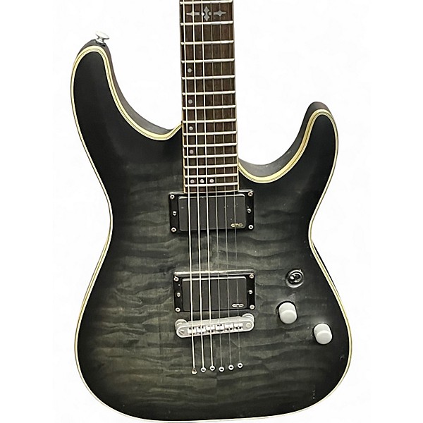 Used Schecter Guitar Research C1 Platinum Trans Black Solid Body Electric Guitar