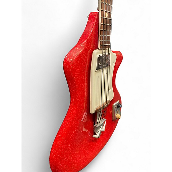 Vintage 1960s Wandre Spatial Fiesta Red Sparkle Electric Bass Guitar