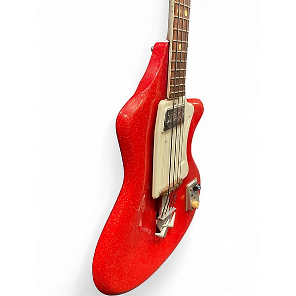 Vintage 1960s Wandre Spatial Fiesta Red Sparkle Electric Bass Guitar