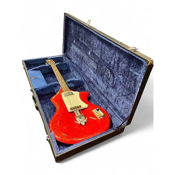 Vintage 1960s Wandre Spatial Fiesta Red Sparkle Electric Bass Guitar