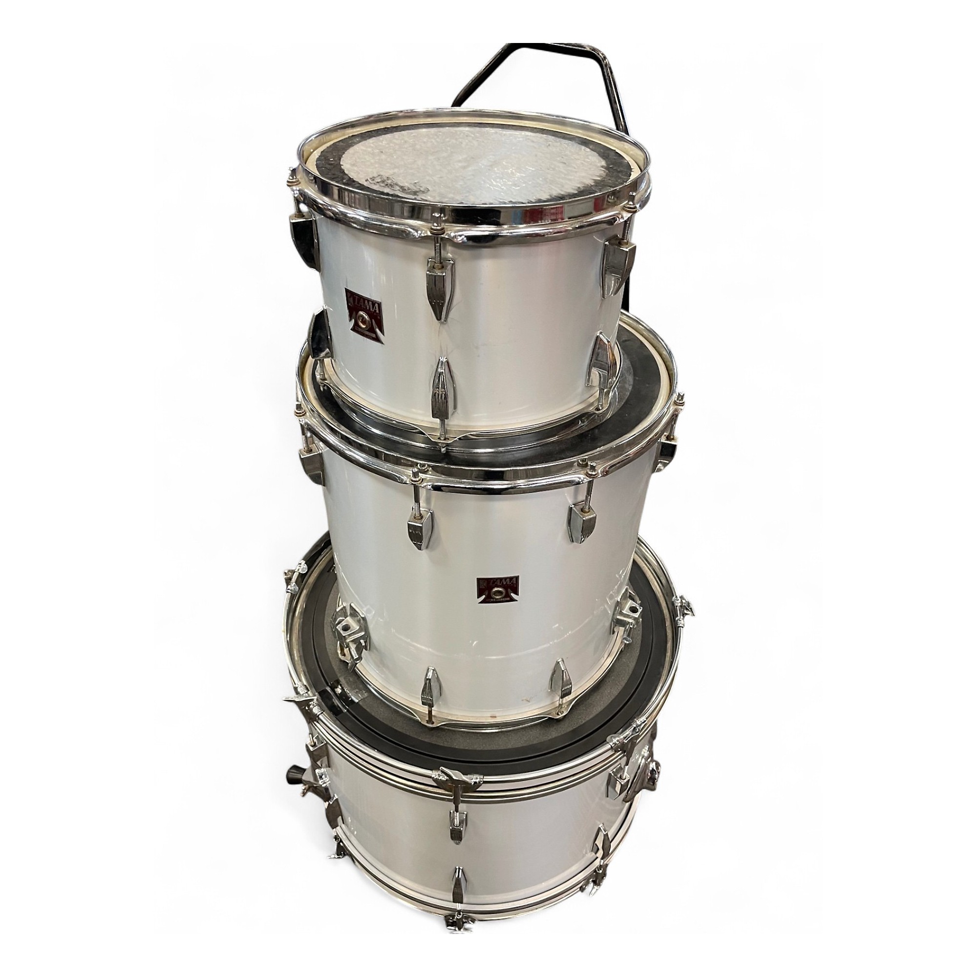 Used TAMA 3 Piece Swingstar Red Badge Metallic White Drum Kit