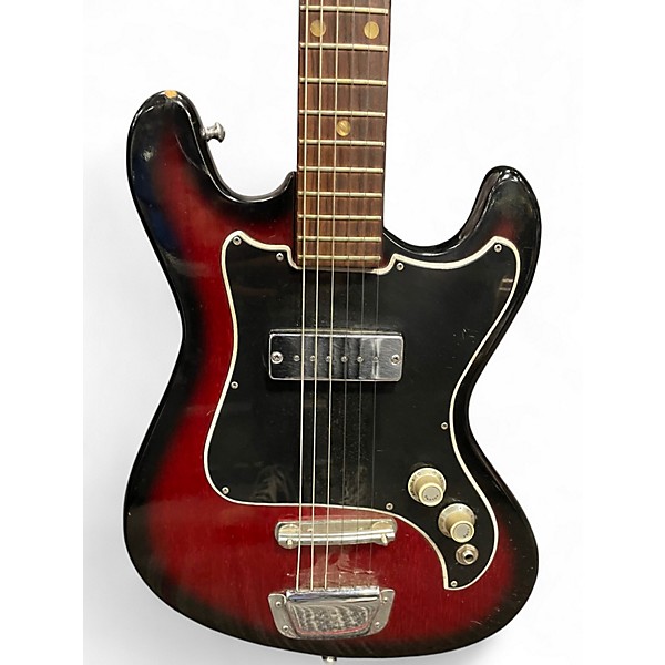 Used 1960s Kingston Double Cut red burst Solid Body Electric Guitar