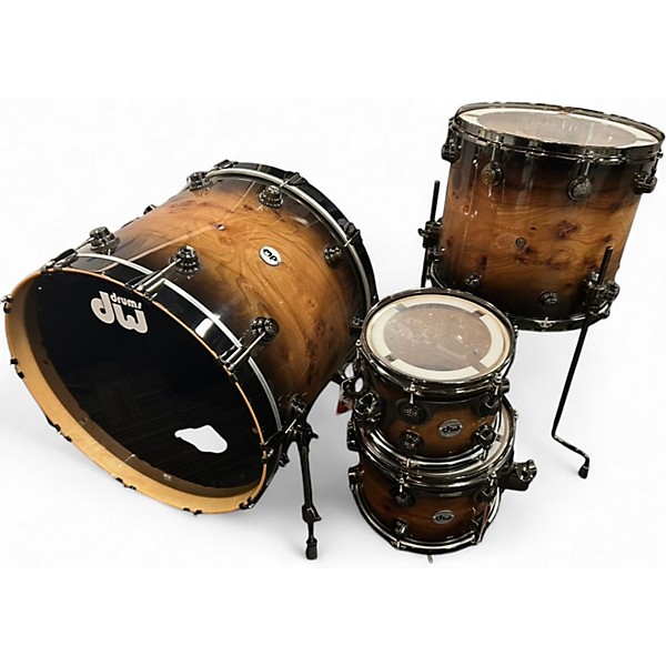Used DW 4 Piece SSC Collector's Series Exotic Maple VLT Quick Candy Burst Mappa Burl Drum Kit
