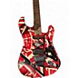 Used EVH Striped Series Frankie Red with Black and White Stripes Relic Solid Body Electric Guitar