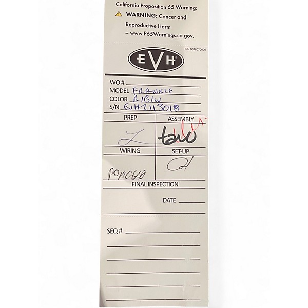 Used EVH Striped Series Frankie Red with Black and White Stripes Relic Solid Body Electric Guitar