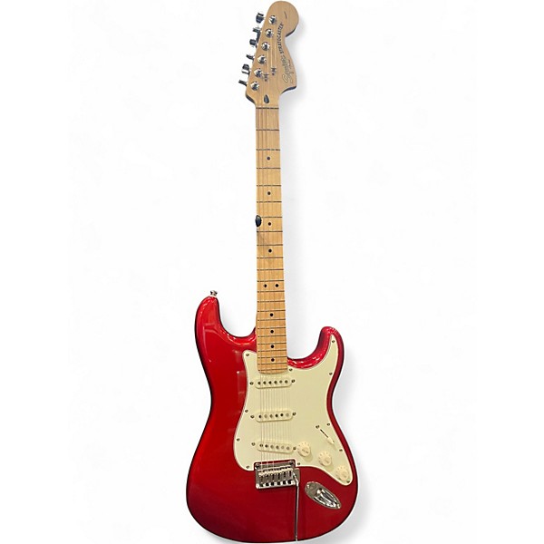 Used Squier Standard Stratocaster Candy Apple Red Metallic Solid Body Electric Guitar