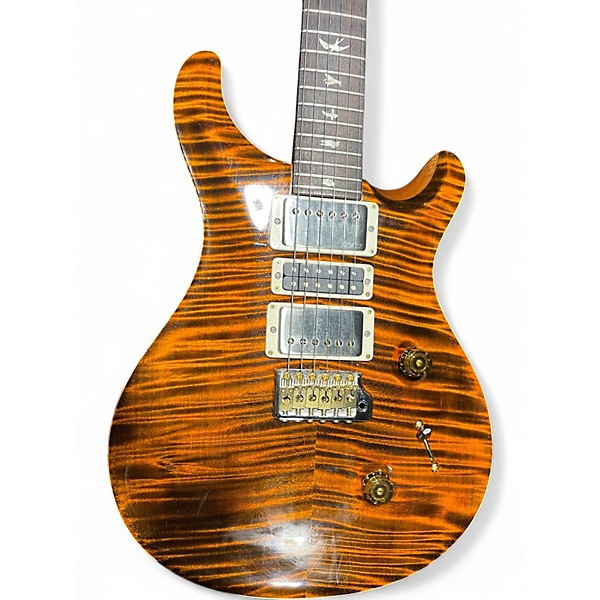 Used PRS Custom 24 10 Top Orange Tiger Solid Body Electric Guitar