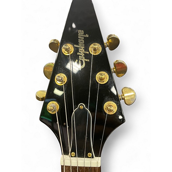Used Epiphone 1958 Korina Flying V Black Solid Body Electric Guitar