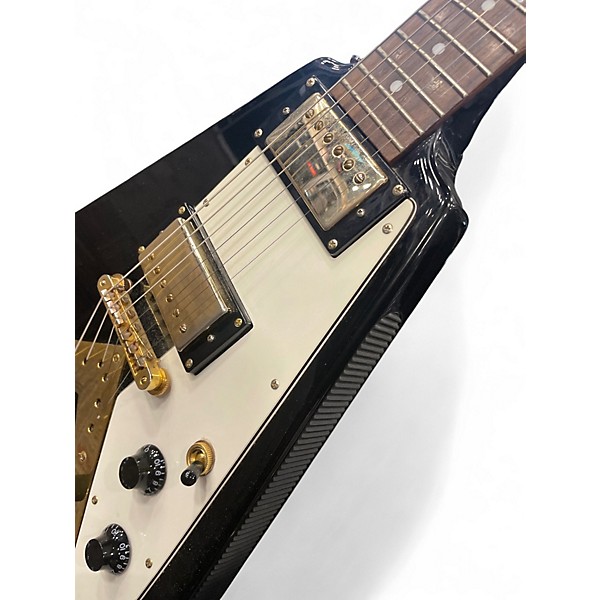 Used Epiphone 1958 Korina Flying V Black Solid Body Electric Guitar