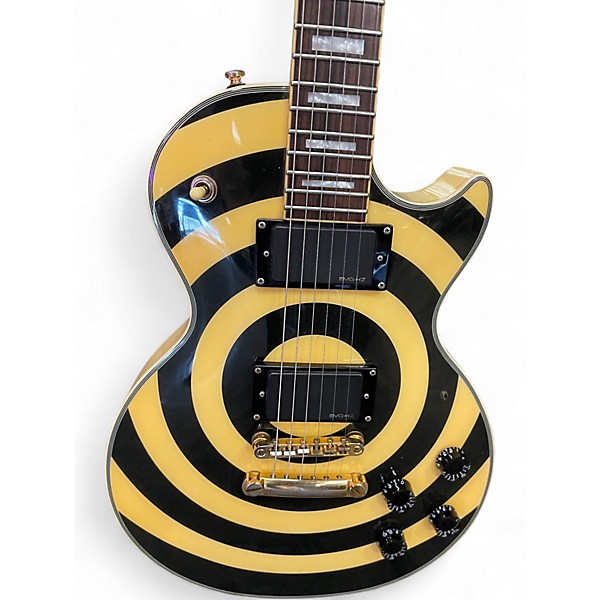 Used Epiphone Zakk Wylde Signature Les Paul Black and Yellow Solid Body Electric Guitar