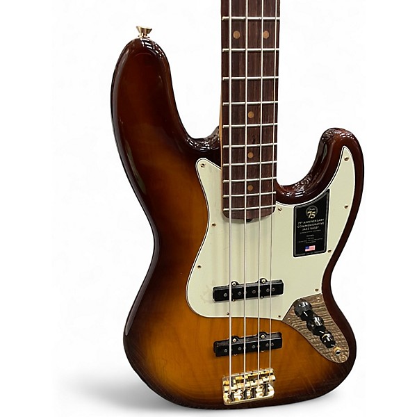Used 2020 Fender 75th Anniversary American Jazz Bass Bourbon Burst Electric Bass Guitar