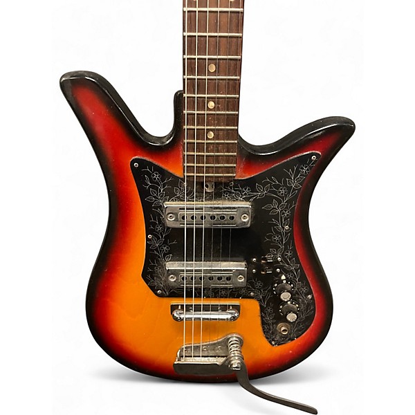 Vintage 1960s Teisco ET-200 Del Reh 3 Tone Sunburst Solid Body Electric Guitar