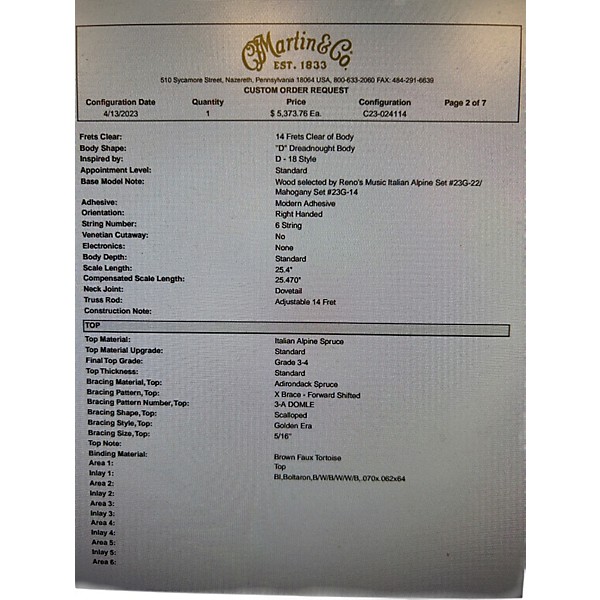 Used Martin Custom Shop D18 Natural Acoustic Guitar