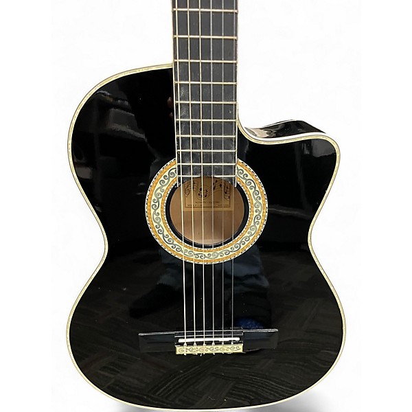 Used Esteban Malaguena C-100 Black Classical Acoustic Electric Guitar