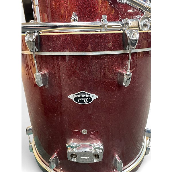 Used Pearl 5 Piece Export red sparkle Drum Kit