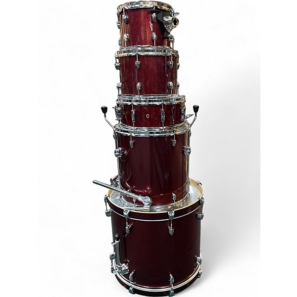 Used Pearl 5 Piece Export red sparkle Drum Kit