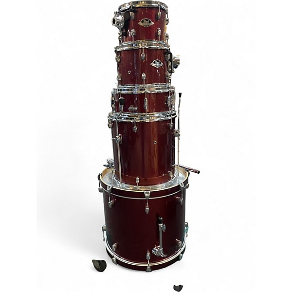 Used Pearl 5 Piece Export red sparkle Drum Kit