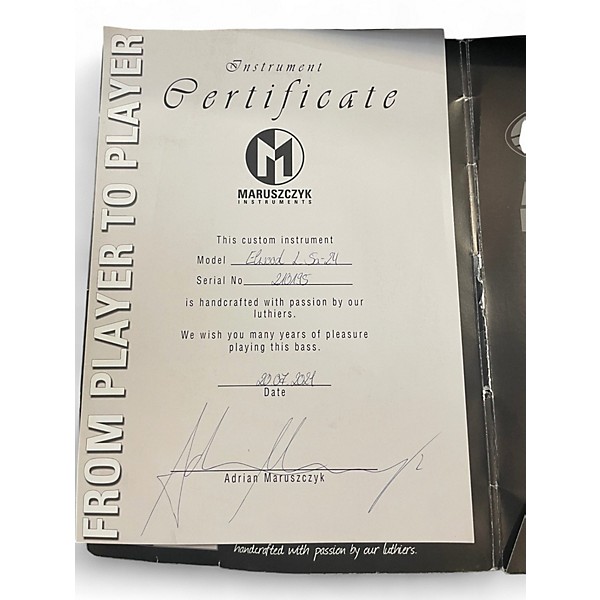 Used 2024 Maruszczyk Elwood 5a 24 Satin Black Electric Bass Guitar