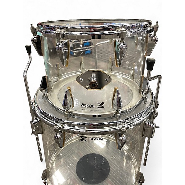 Vintage 1970s Zickos 3 Piece Acrylic Clear Drum Kit
