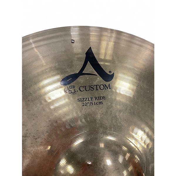 Used Zildjian 20in A Custom Medium Sizzle Ride Cymbal