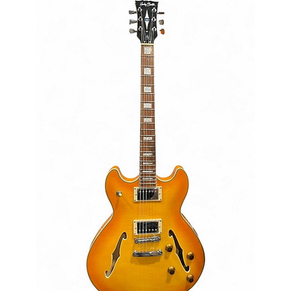 Used Harley Benton DC H3 Honey Burst Hollow Body Electric Guitar