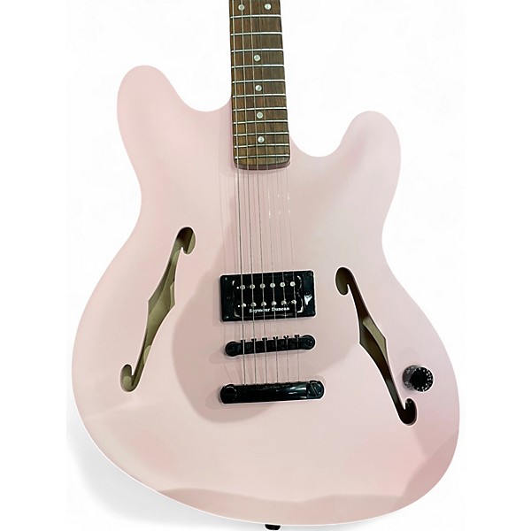 Used Fender Tom Delonge Starcaster Satin Shell Pink Hollow Body Electric Guitar