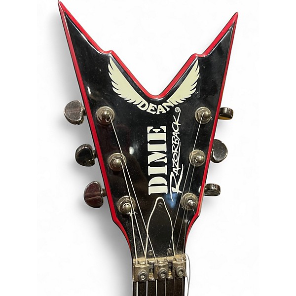 Used Dean DIME RAZORBACK V BLACK WITH RED BEVELS Solid Body Electric Guitar