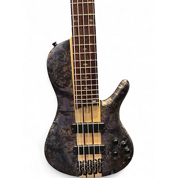 Used 2017 Ibanez SRSC805 Poplar Burl Black Electric Bass Guitar