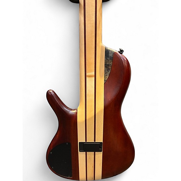 Used 2017 Ibanez SRSC805 Poplar Burl Black Electric Bass Guitar