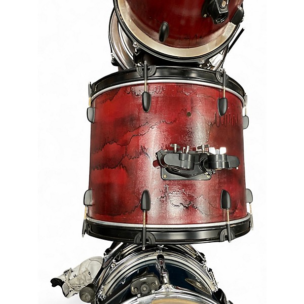 Used 1980s Pearl 5 Piece 80s Kit Red to Black Fade Drum Kit