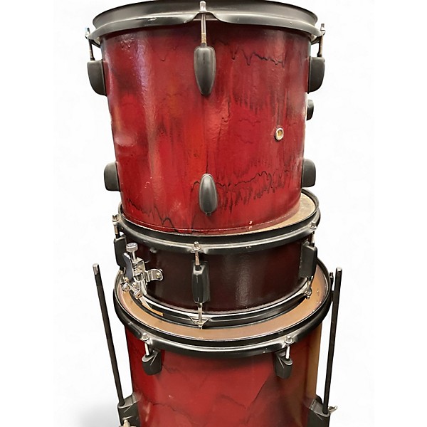 Used 1980s Pearl 5 Piece 80s Kit Red to Black Fade Drum Kit