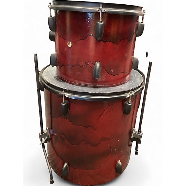 Used 1980s Pearl 5 Piece 80s Kit Red to Black Fade Drum Kit