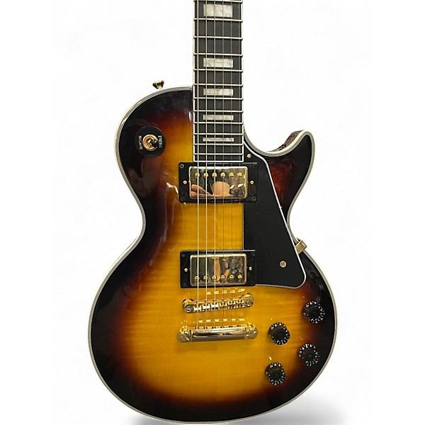 Used 2025 Epiphone Les Paul Custom Figured 3 Color Sunburst Solid Body Electric Guitar