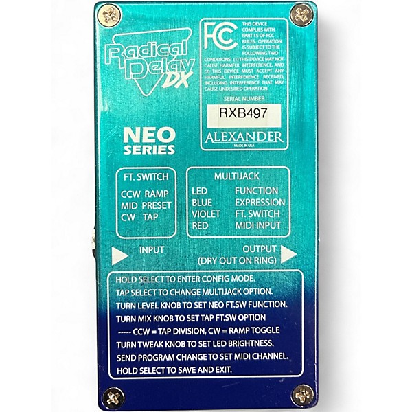 Used Alexander Radical Delay DX Effect Pedal