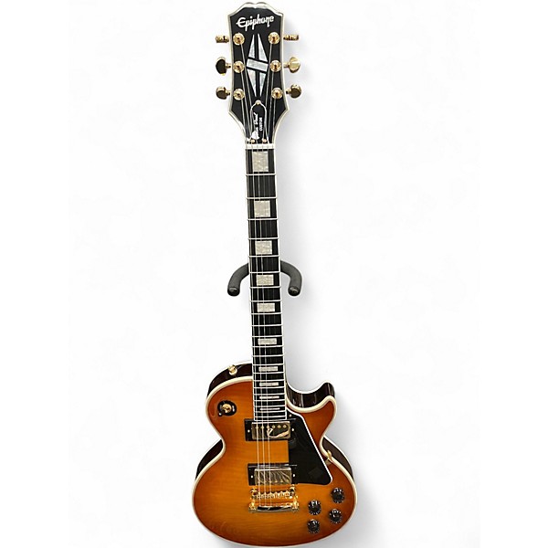 Used Epiphone Les Paul Custom Figured Iced Tea Burst Solid Body Electric Guitar